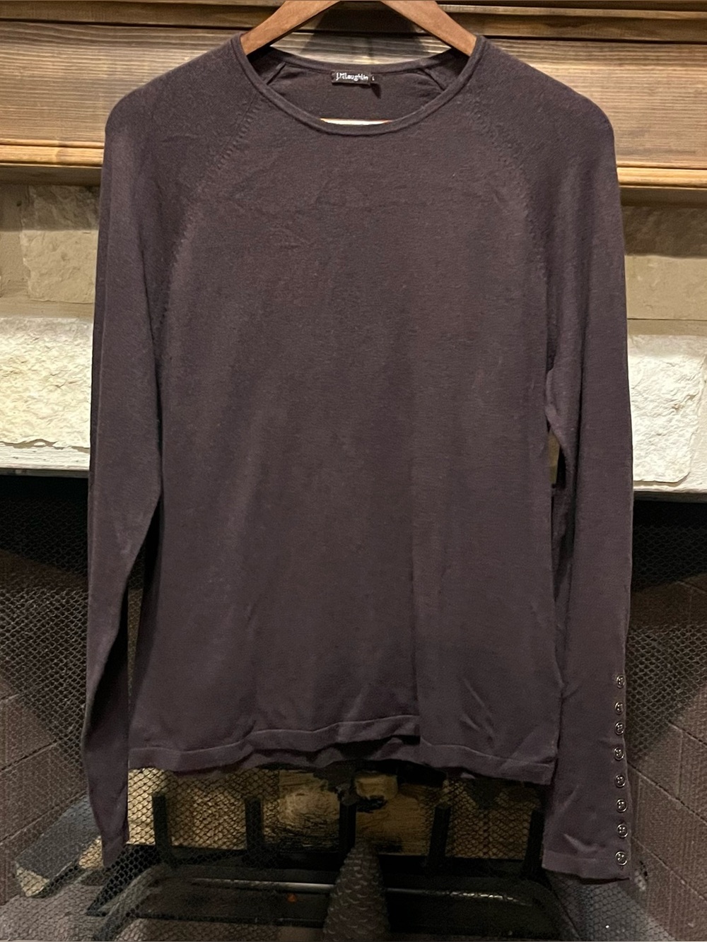 J.McLaughlin Jamey Brown Knit Pullover Lightweight Long Sleeve Crewneck Sweater